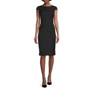 Antonio Melani Black Sheath Belted Cap Sleeve Cocktail Dress | 6